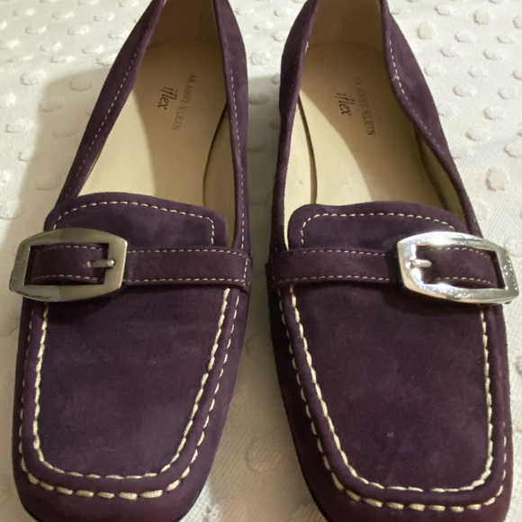 ANNE KLEIN iFlex Purple Suede Leather Loafers Slip On Shoes - Picture 3 of 16